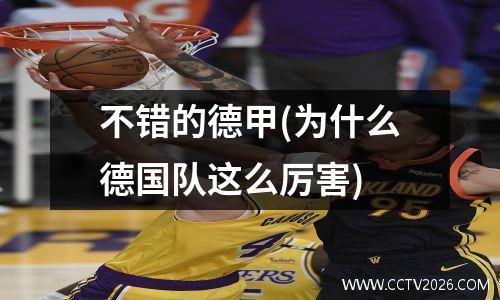 不错的德甲(为什么德国队这么厉害)