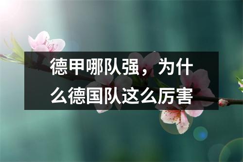 德甲哪队强，为什么德国队这么厉害