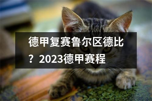 德甲复赛鲁尔区德比？2023德甲赛程