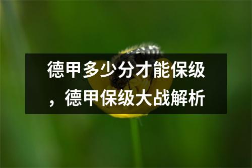 德甲多少分才能保级，德甲保级大战解析
