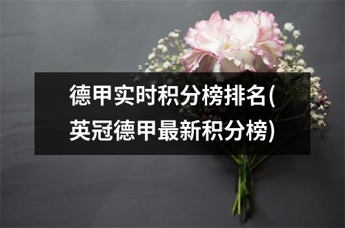 德甲实时积分榜排名(英冠德甲最新积分榜)