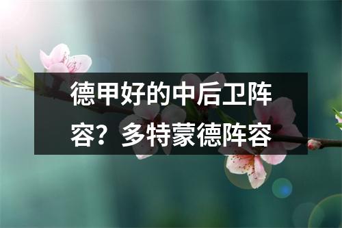 德甲好的中后卫阵容？多特蒙德阵容