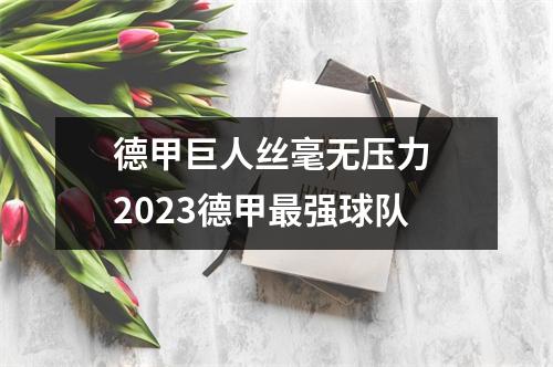 德甲巨人丝毫无压力 2023德甲最强球队