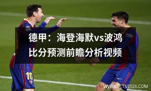 德甲：海登海默vs波鸿比分预测前瞻分析视频