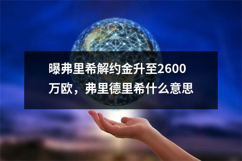 曝弗里希解约金升至2600万欧，弗里德里希什么意思