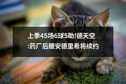 上季45场6球5助!德天空:药厂后腰安德里希将续约