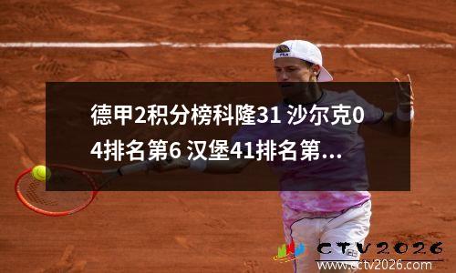 德甲2积分榜科隆31 沙尔克04排名第6 汉堡41排名第7 降级04 一场胜利来之不易