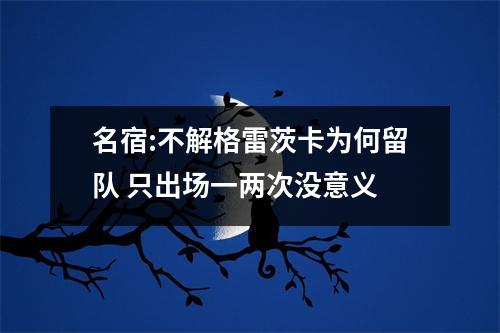 名宿:不解格雷茨卡为何留队 只出场一两次没意义