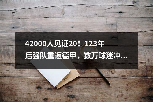 42000人见证20！123年后强队重返德甲，数万球迷冲进球场疯狂庆祝