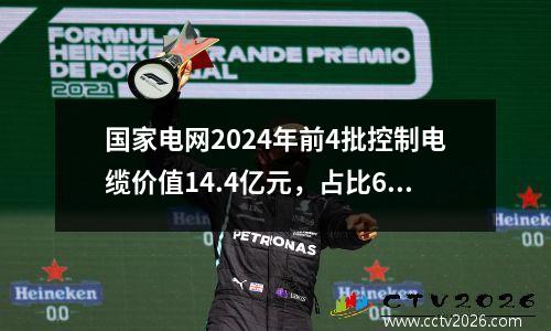 国家电网2024年前4批控制电缆价值14.4亿元，占比65%，中辰股份以4.2%位居知名品牌第一。