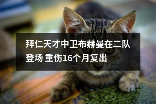 拜仁天才中卫布赫曼在二队登场 重伤16个月复出