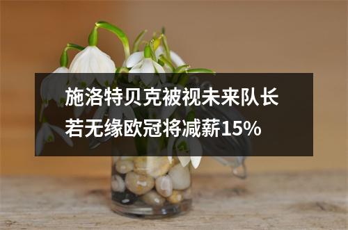 施洛特贝克被视未来队长 若无缘欧冠将减薪15%