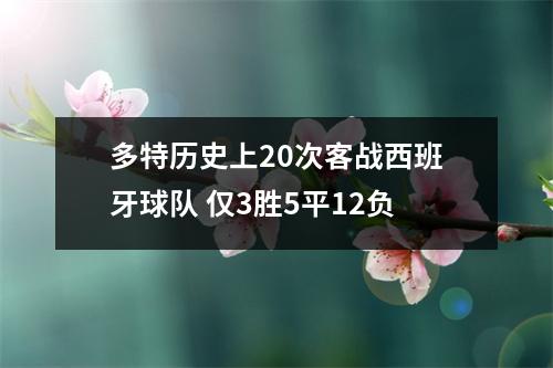 多特历史上20次客战西班牙球队 仅3胜5平12负
