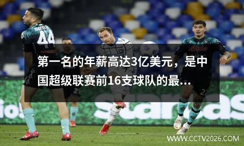 第一名的年薪高达3亿美元，是中国超级联赛前16支球队的最高工资排名。