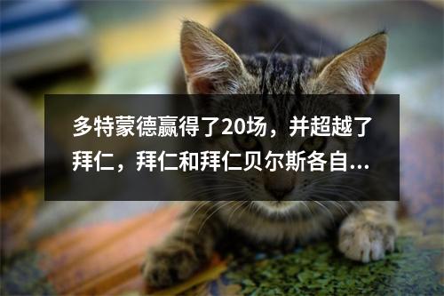 多特蒙德赢得了20场，并超越了拜仁，拜仁和拜仁贝尔斯各自赢得了胜利