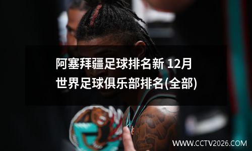 阿塞拜疆足球排名新 12月世界足球俱乐部排名(全部)