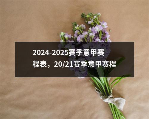 2024-2025赛季意甲赛程表，20/21赛季意甲赛程