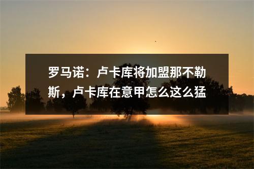 罗马诺：卢卡库将加盟那不勒斯，卢卡库在意甲怎么这么猛