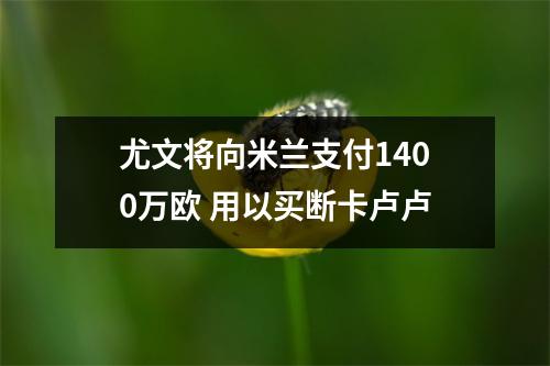 尤文将向米兰支付1400万欧 用以买断卡卢卢