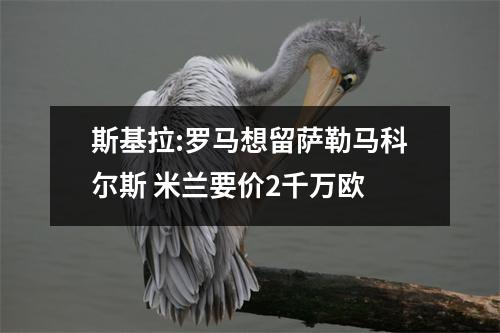 斯基拉:罗马想留萨勒马科尔斯 米兰要价2千万欧