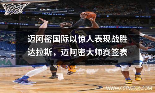 迈阿密国际以惊人表现战胜达拉斯，迈阿密大师赛签表