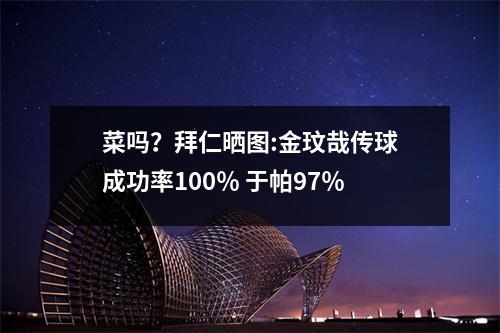菜吗？拜仁晒图:金玟哉传球成功率100％ 于帕97％