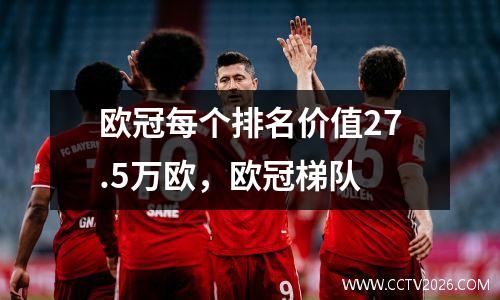 欧冠每个排名价值27.5万欧，欧冠梯队