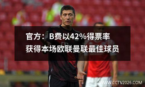 官方：B费以42%得票率获得本场欧联曼联最佳球员