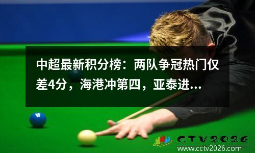 中超最新积分榜：两队争冠热门仅差4分，海港冲第四，亚泰进前10