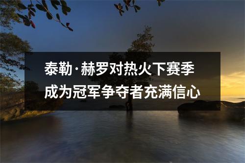 泰勒·赫罗对热火下赛季成为冠军争夺者充满信心