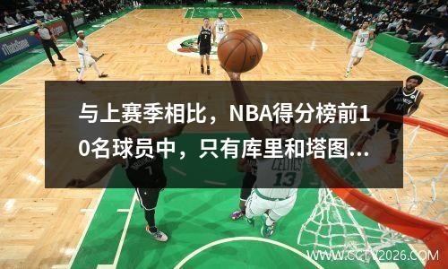 与上赛季相比，NBA得分榜前10名球员中，只有库里和塔图姆两人仍在榜上，其他八人均已落榜。