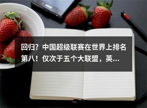 回归？中国超级联赛在世界上排名第八！仅次于五个大联盟，英国冠军和大联盟