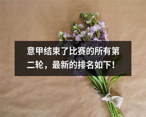 意甲结束了比赛的所有第二轮，最新的排名如下！