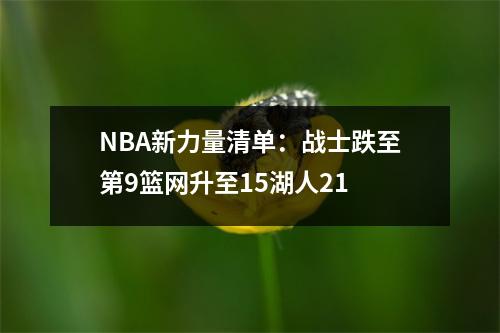 NBA新力量清单：战士跌至第9篮网升至15湖人21