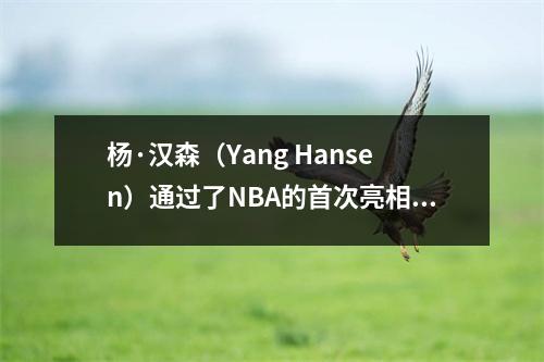 杨·汉森（Yang Hansen）通过了NBA的首次亮相：美国媒体：杨·汉森（Yang Hansen），Yao Ming和Yi Jianlian的第一个数据的比较！
