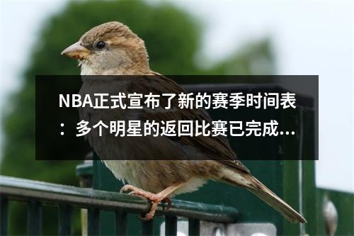 NBA正式宣布了新的赛季时间表：多个明星的返回比赛已完成，美国的四支球队并列第一