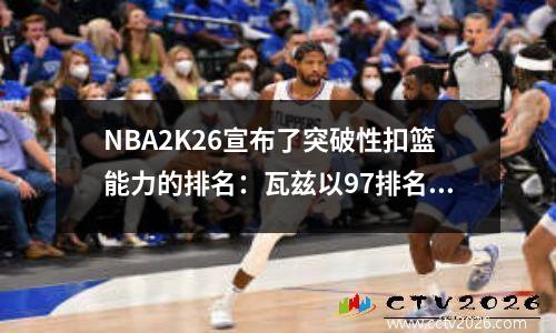 NBA2K26宣布了突破性扣篮能力的排名：瓦兹以97排名第一，莫兰特·阿门（Morant Amen）并列第二