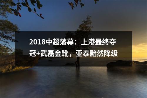 2018中超落幕：上港最终夺冠+武磊金靴，亚泰黯然降级