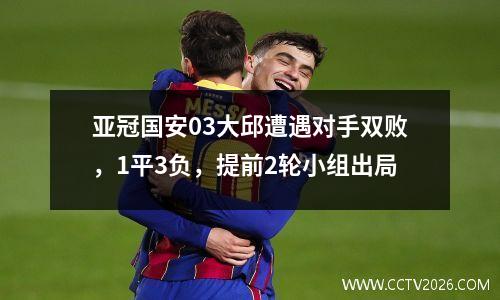 亚冠国安03大邱遭遇对手双败，1平3负，提前2轮小组出局