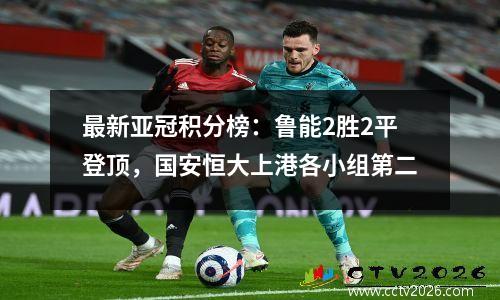 最新亚冠积分榜：鲁能2胜2平登顶，国安恒大上港各小组第二