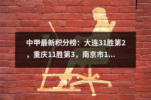 中甲最新积分榜：大连31胜第2，重庆11胜第3，南京市12胜第9