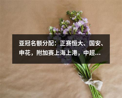 亚冠名额分配：正赛恒大、国安、申花，附加赛上海上港，中超BIG4登顶亚洲之巅