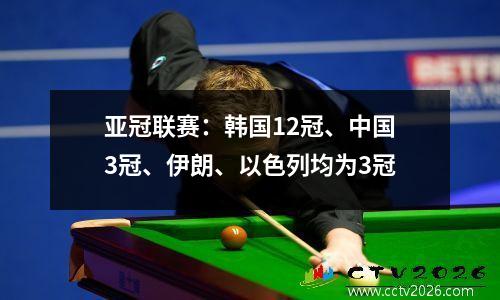 亚冠联赛：韩国12冠、中国3冠、伊朗、以色列均为3冠