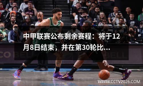 中甲联赛公布剩余赛程：将于12月8日结束，并在第30轮比赛开始前参加足协杯比赛。