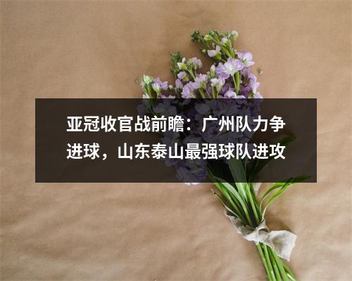 亚冠收官战前瞻：广州队力争进球，山东泰山最强球队进攻