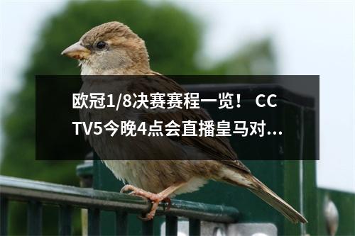 欧冠1/8决赛赛程一览！ CCTV5今晚4点会直播皇马对阵莱比锡的比赛吗？