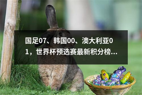 国足07、韩国00、澳大利亚01，世界杯预选赛最新积分榜如下