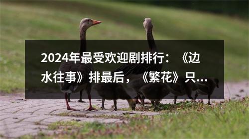 2024年最受欢迎剧排行：《边水往事》排最后，《繁花》只能排第二