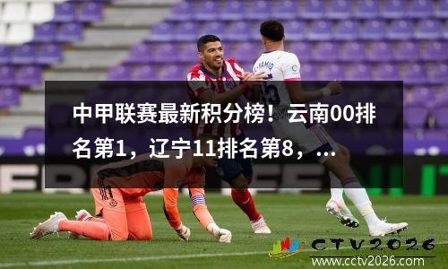 中甲联赛最新积分榜！云南00排名第1，辽宁11排名第8，黑龙江01石家庄