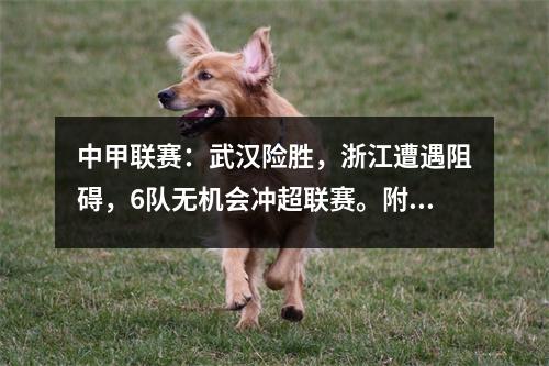 中甲联赛：武汉险胜，浙江遭遇阻碍，6队无机会冲超联赛。附上最新积分榜